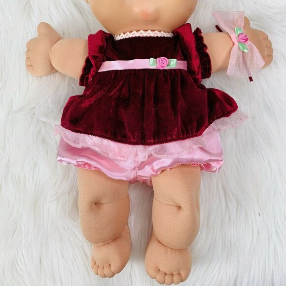 Cabbage Patch Doll Blonde Blue Eyes 2005 Play Along Velvet Dress 14 in - Picture 3 of 12